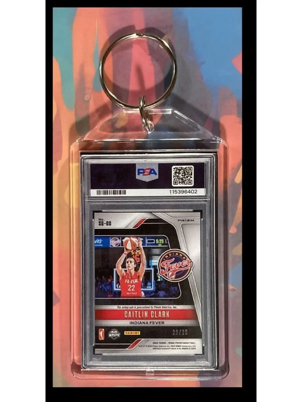 2973 Caitlin Clark 2024 Panini Prizm Green Pulsar Auto Custom Made Keychain